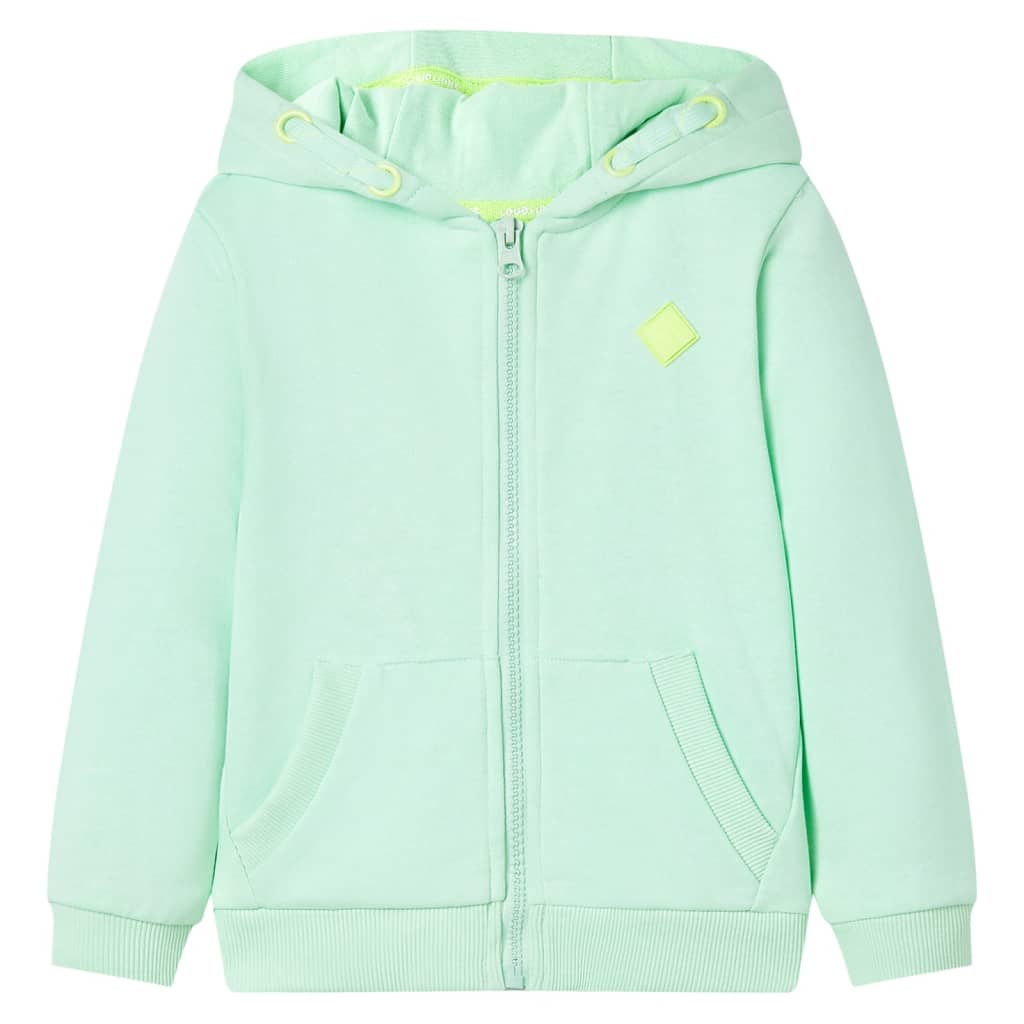 Sweatshirt para criança com capuz e fecho verde-brilhante 92