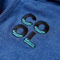 Sweatshirt para criança com capuz e fecho azul-escuro mesclado 92