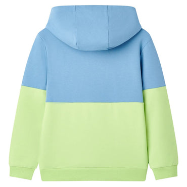 Sweatshirt para criança com capuz azul e amarelo-claro 104