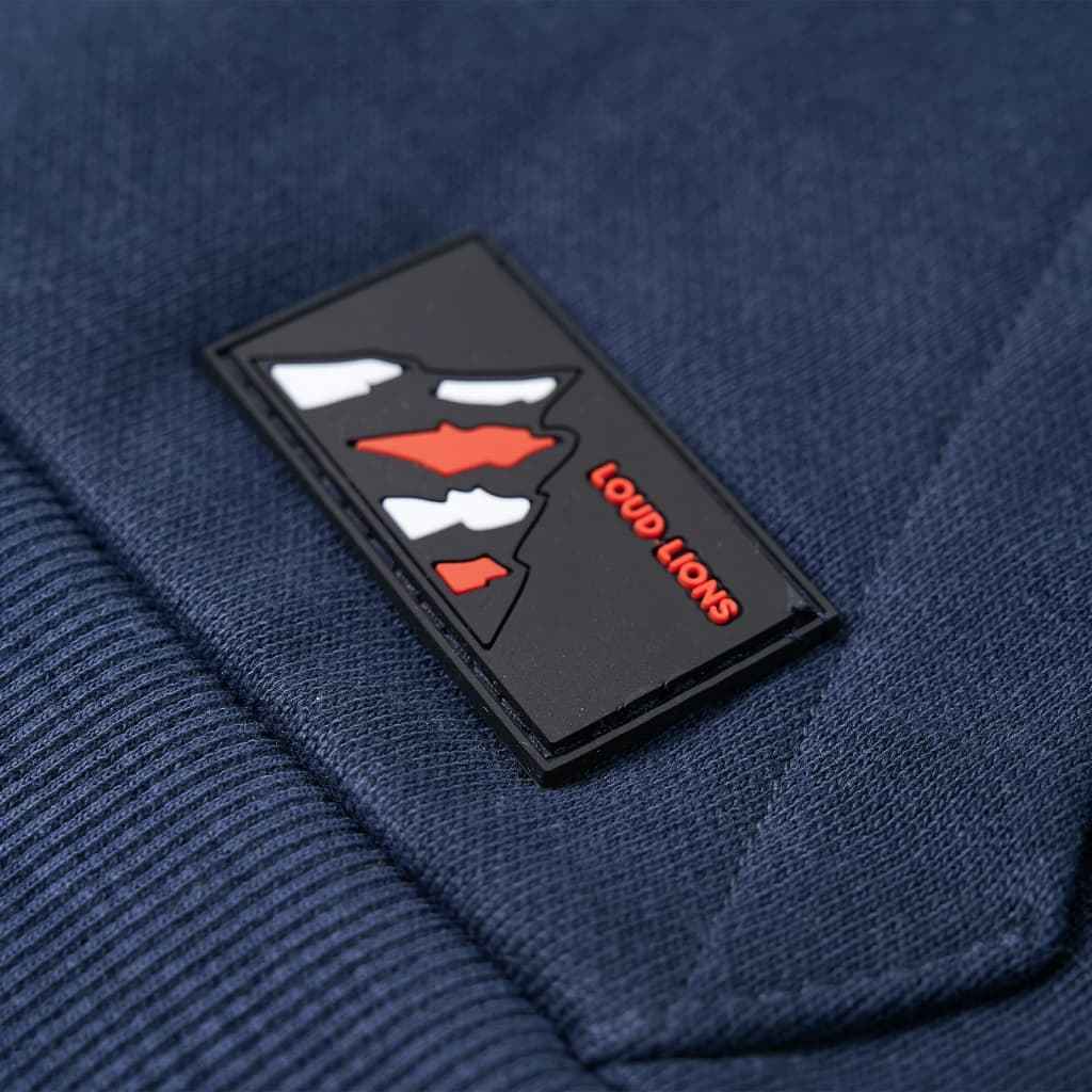 Sweatshirt para criança com capuz azul-marinho mesclado e laranja 92