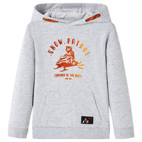 Sweatshirt para criança com capuz cinzento mesclado e laranja 92