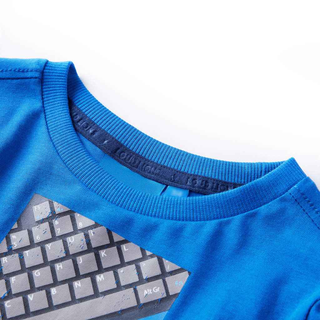 T-shirt de manga comprida para criança azul-cobalto 92