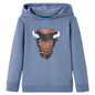 Sweatshirt para criança com capuz azul mesclado 140