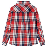 Camisa de xadrez para criança vermelho e azul-marinho 92