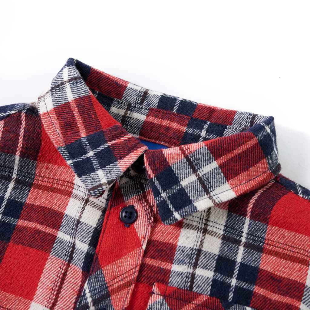 Camisa de xadrez para criança vermelho e azul-marinho 92