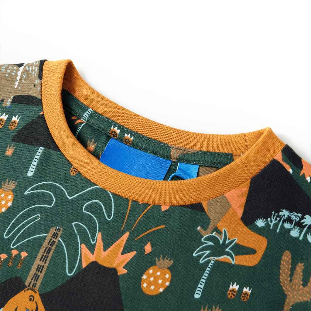 Pijama de manga comprida para criança verde-escuro 92