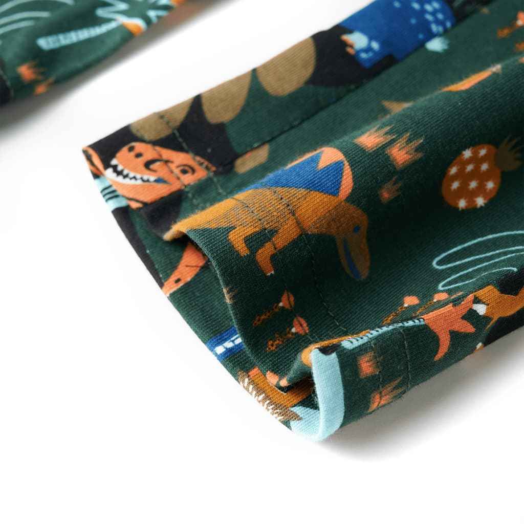 Pijama de manga comprida para criança verde-escuro 92