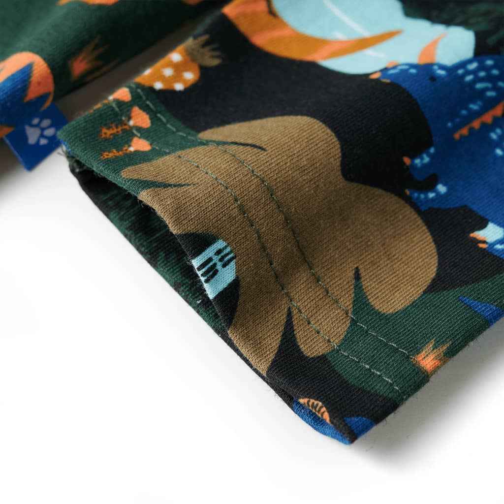 Pijama de manga comprida para criança verde-escuro 92