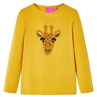 T-shirt de manga comprida para criança ocre-escuro 92