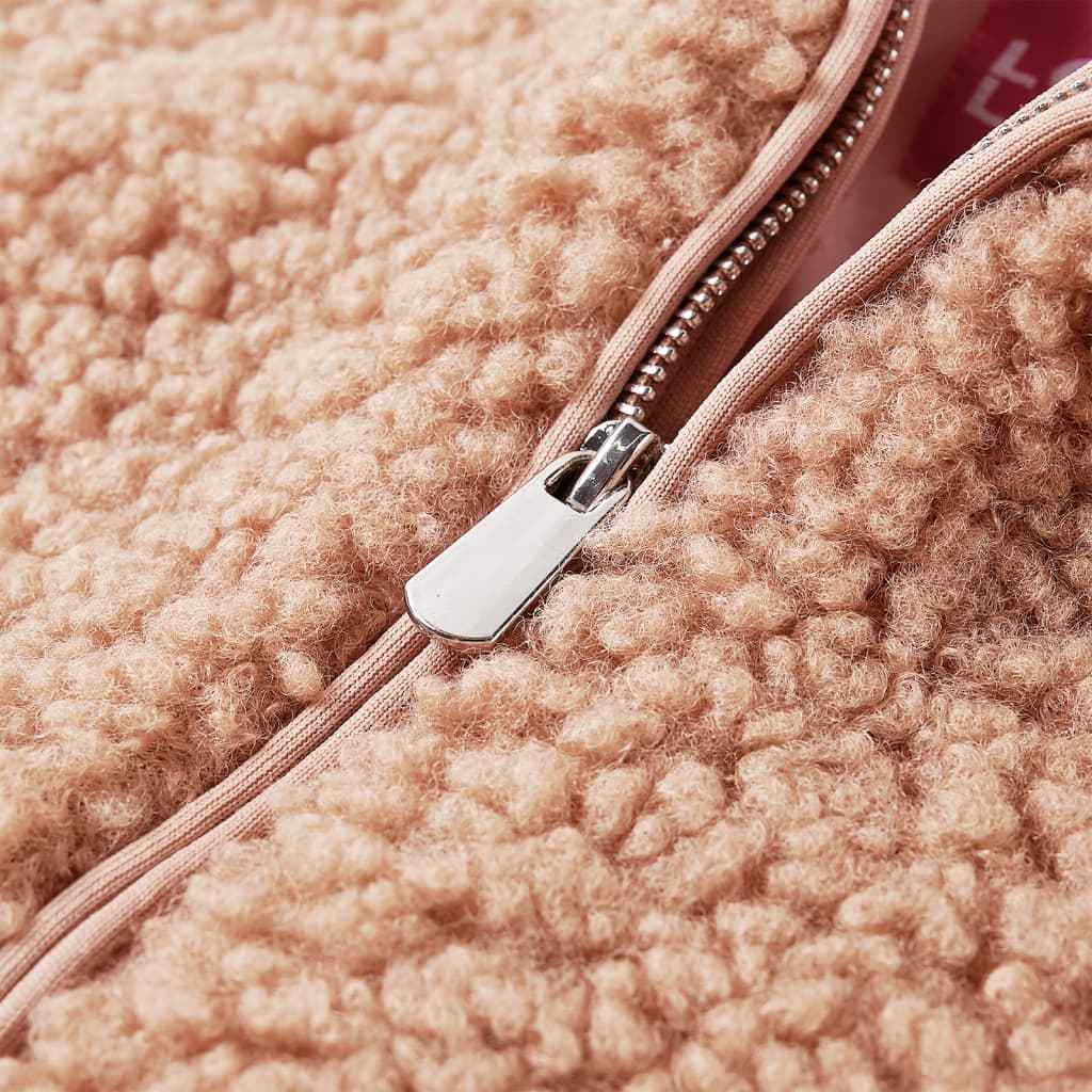 Casaco Teddy c/ capuz para criança pelo sintético conhaque-claro 92