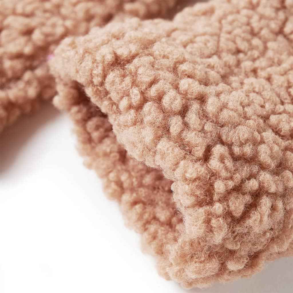 Casaco Teddy c/ capuz para criança pelo sintético conhaque-claro 92