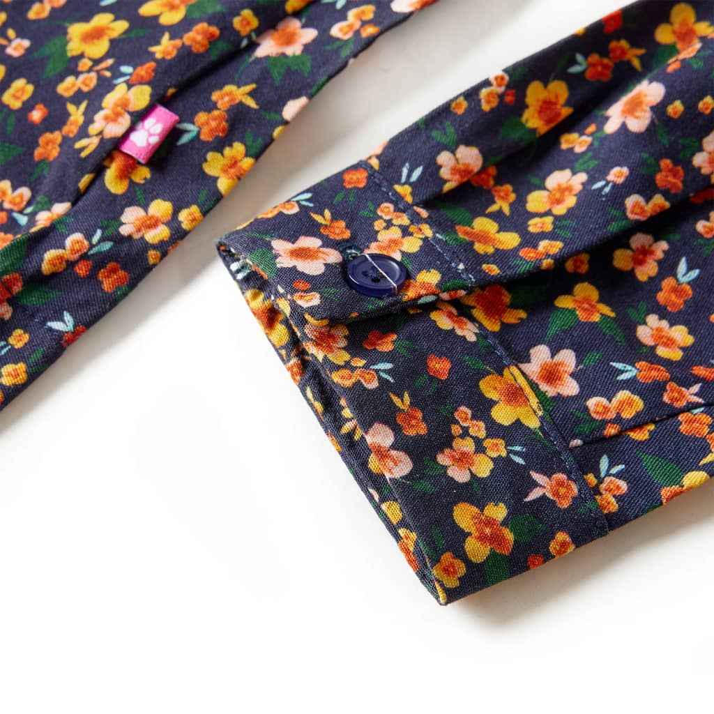 Vestido de manga comprida para criança azul-marinho 92