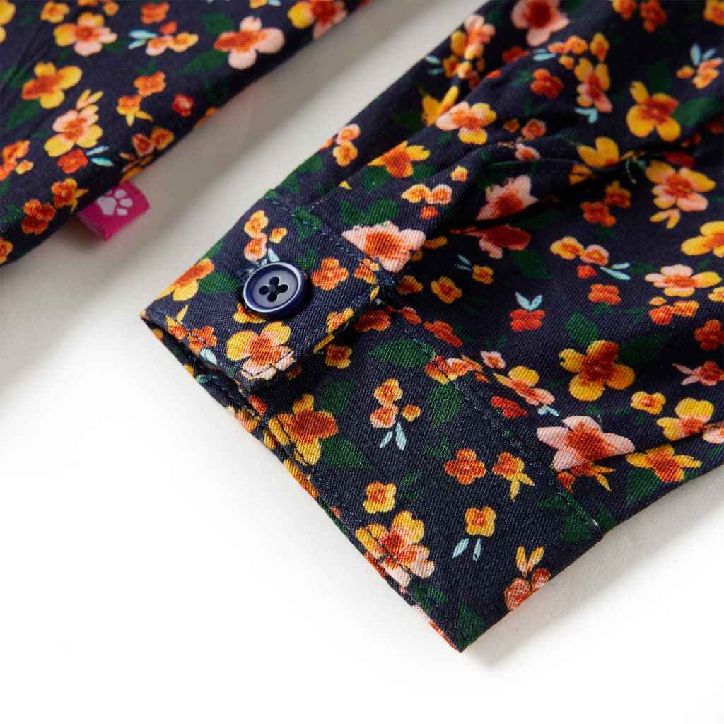 Camisa para criança com colarinho mandarim azul-marinho 92