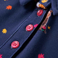 Vestido de criança c/ manga comprida e cordão azul-marinho 92