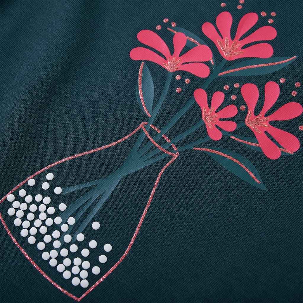 T-shirt de manga comprida para criança verde-escuro 92