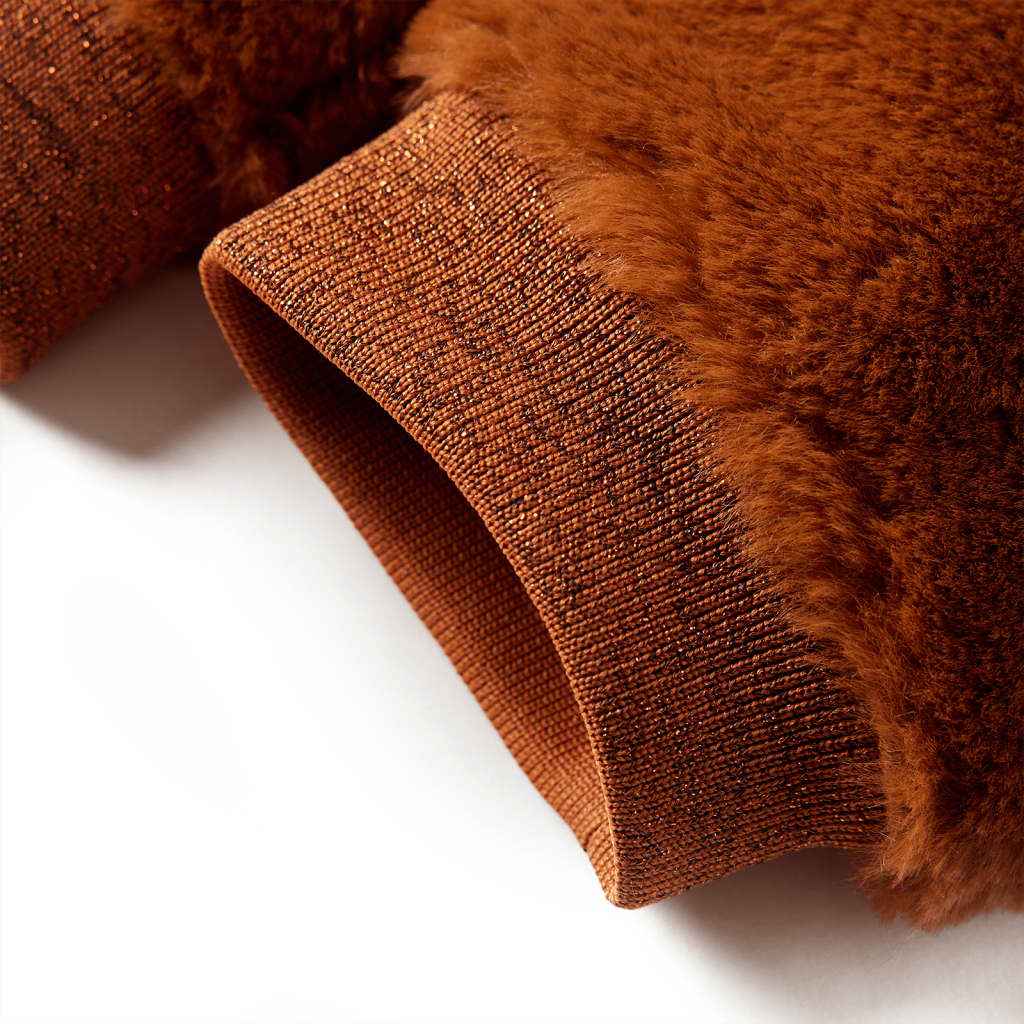 Casaco c/ capuz para criança pelo sintético cor conhaque 92