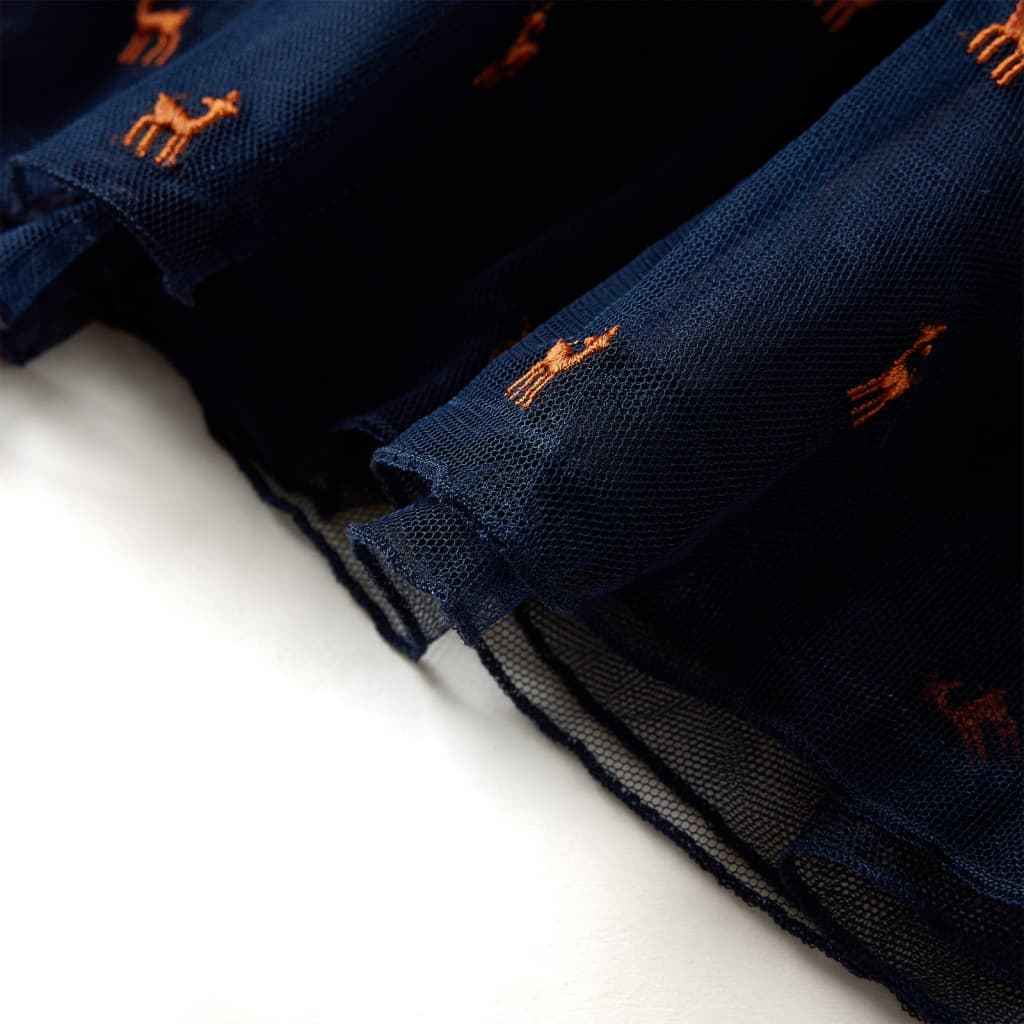 Vestido de manga comprida para criança azul-marinho 92