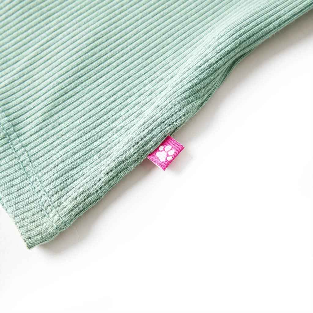 T-shirt manga comprida para criança de meia gola menta-escuro 92