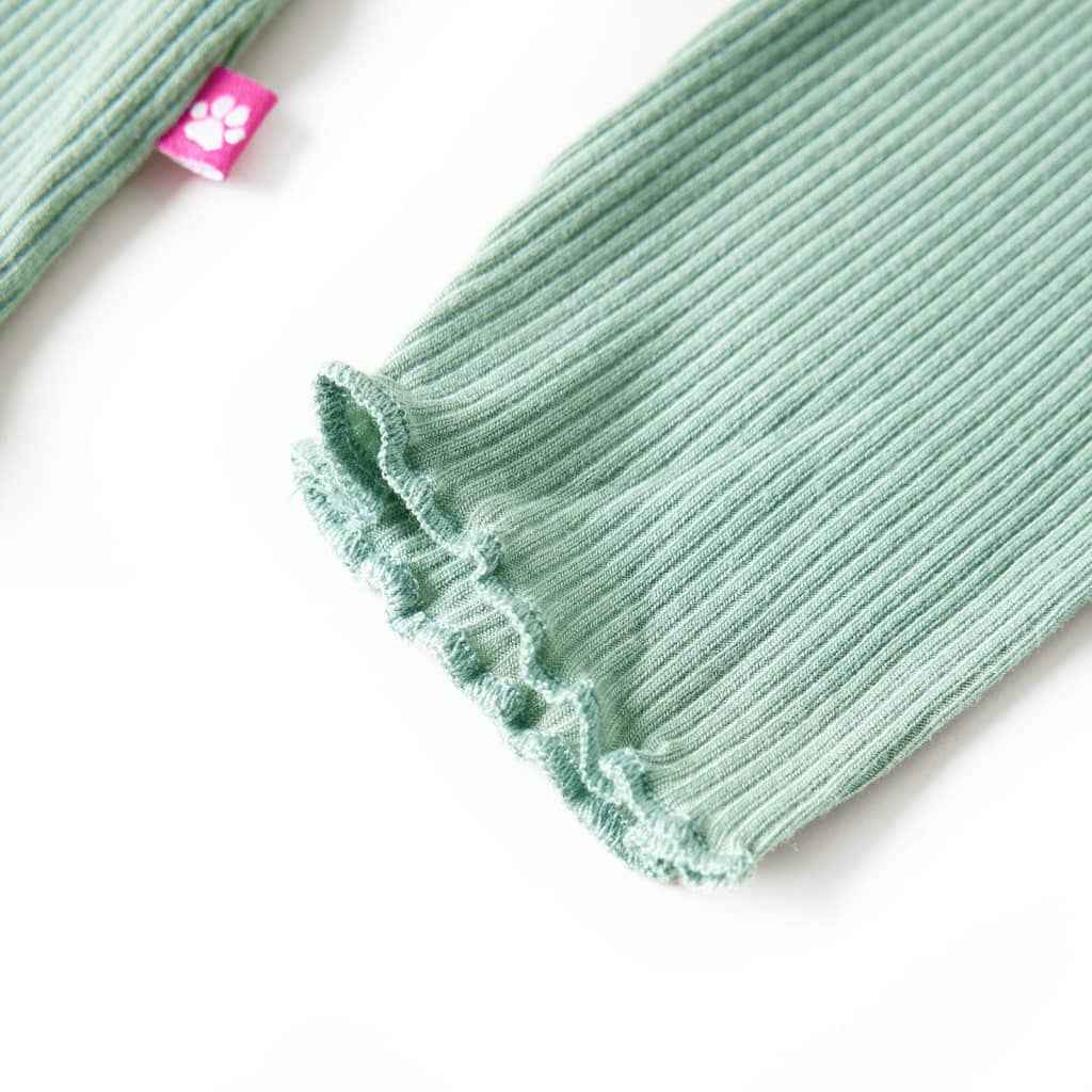 T-shirt manga comprida para criança de meia gola menta-escuro 92