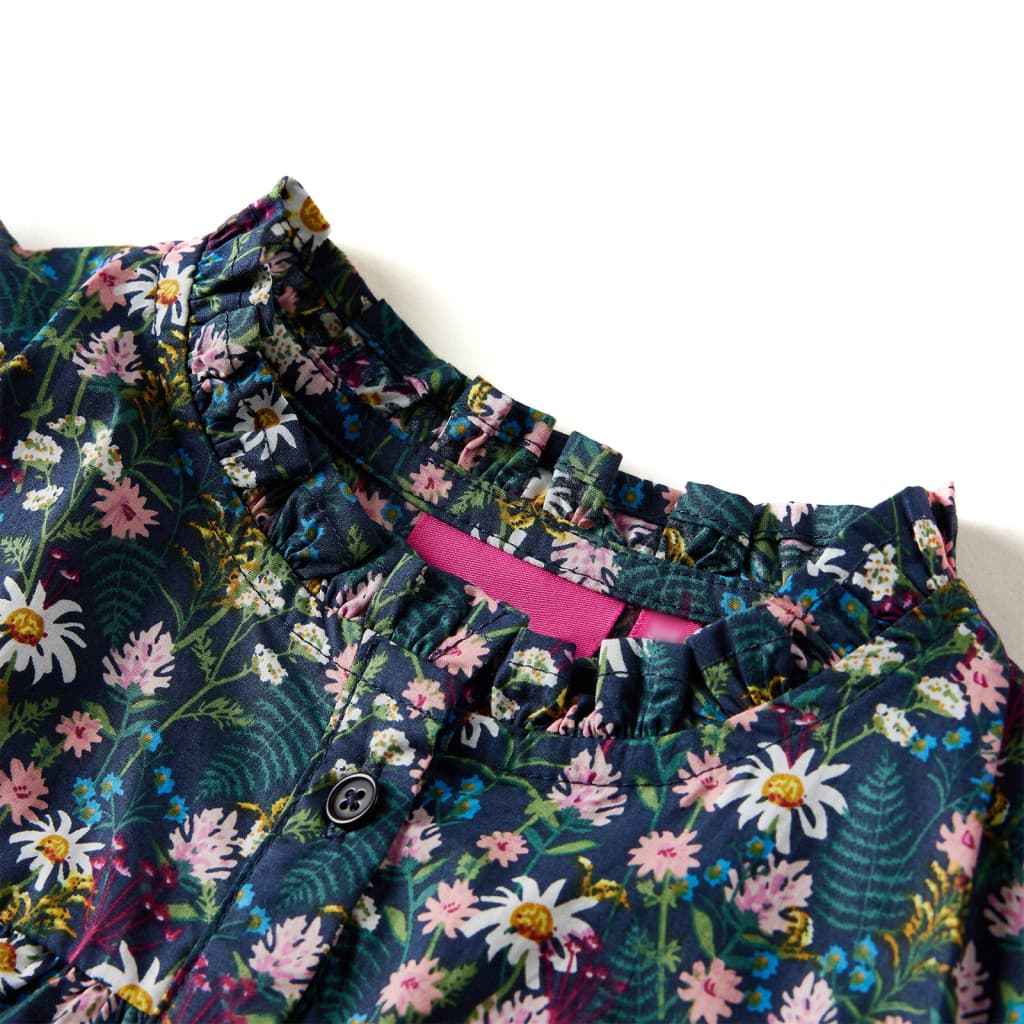 Vestido de manga comprida para criança azul-escuro 92