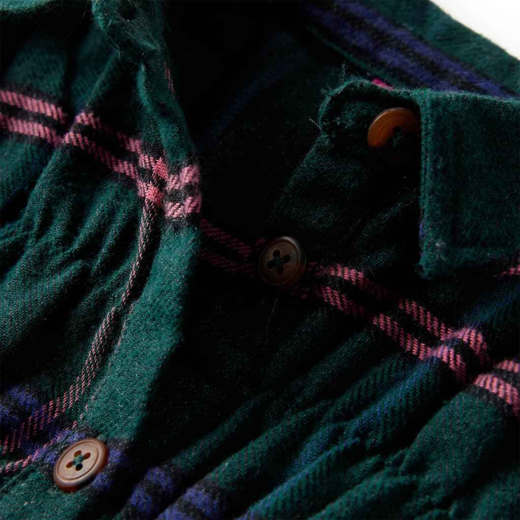 Vestido de criança com manga comprida e folhos verde-escuro 92