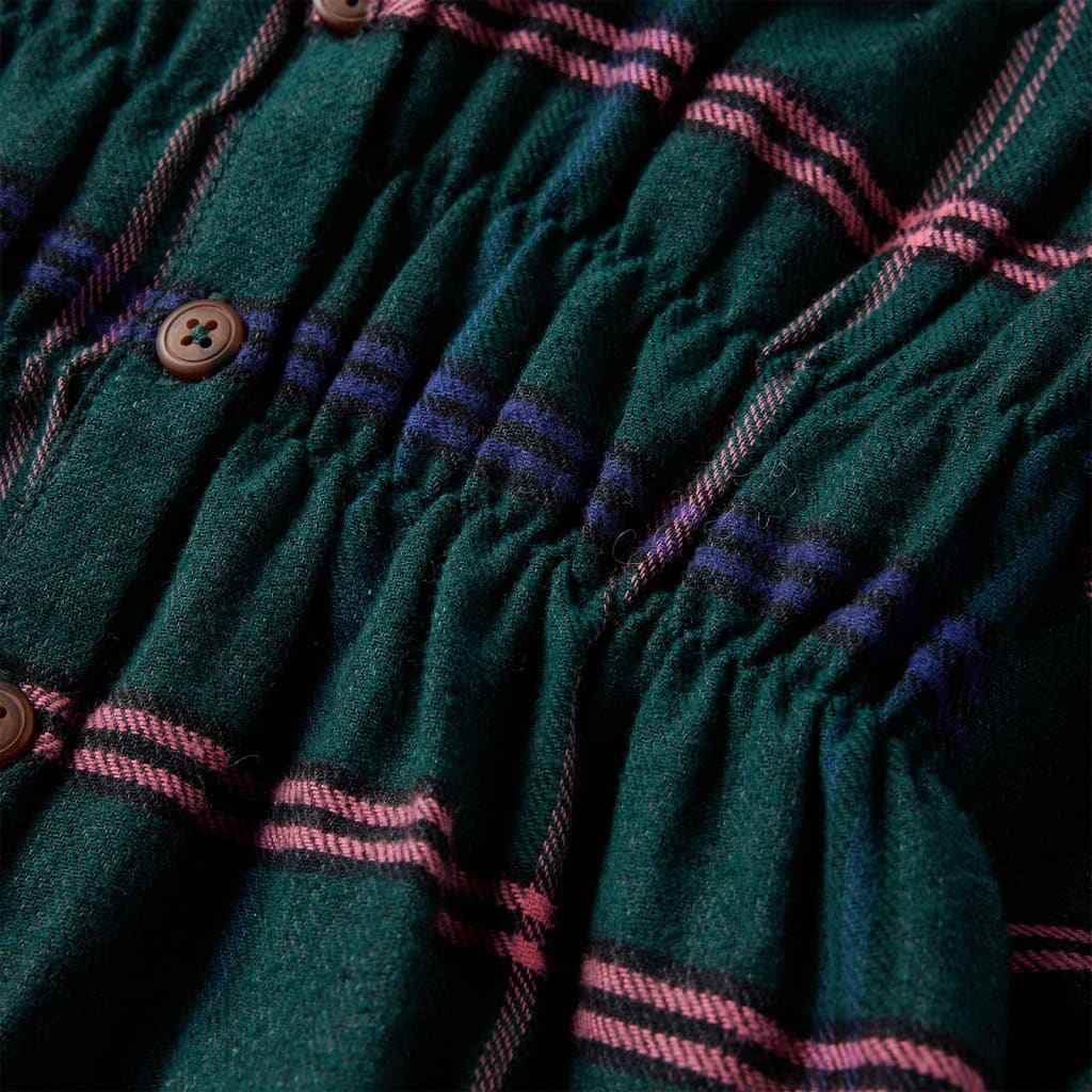 Vestido de criança com manga comprida e folhos verde-escuro 92