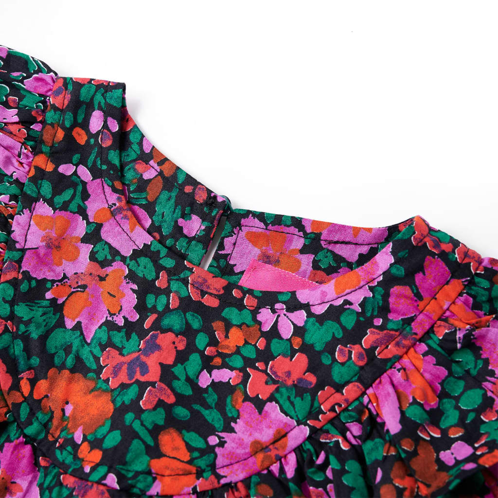 Vestido de criança com mangas compridas rosa-brilhante 92