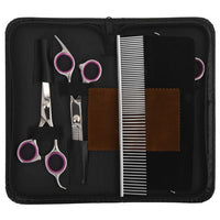 vidaXL 5 pcs conjunto de tesouras de tosquia para cães aço inoxidável
