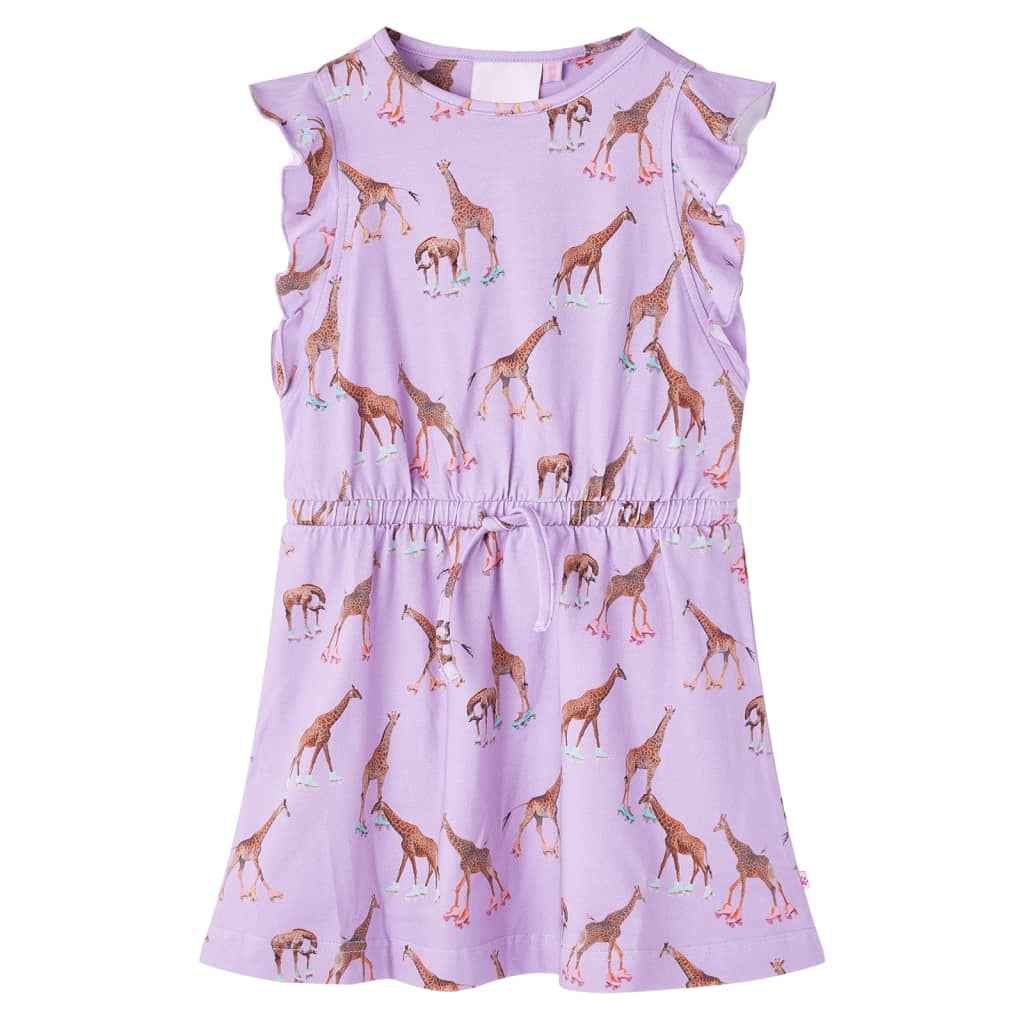 Vestido para criança mangas com folhos e cordão lilás 92