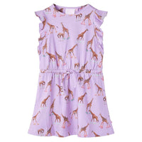 Vestido para criança mangas com folhos e cordão lilás 92
