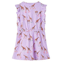 Vestido para criança mangas com folhos e cordão lilás 92