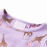 Vestido para criança mangas com folhos e cordão lilás 92
