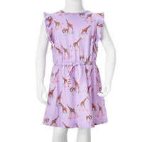 Vestido para criança mangas com folhos e cordão lilás 92