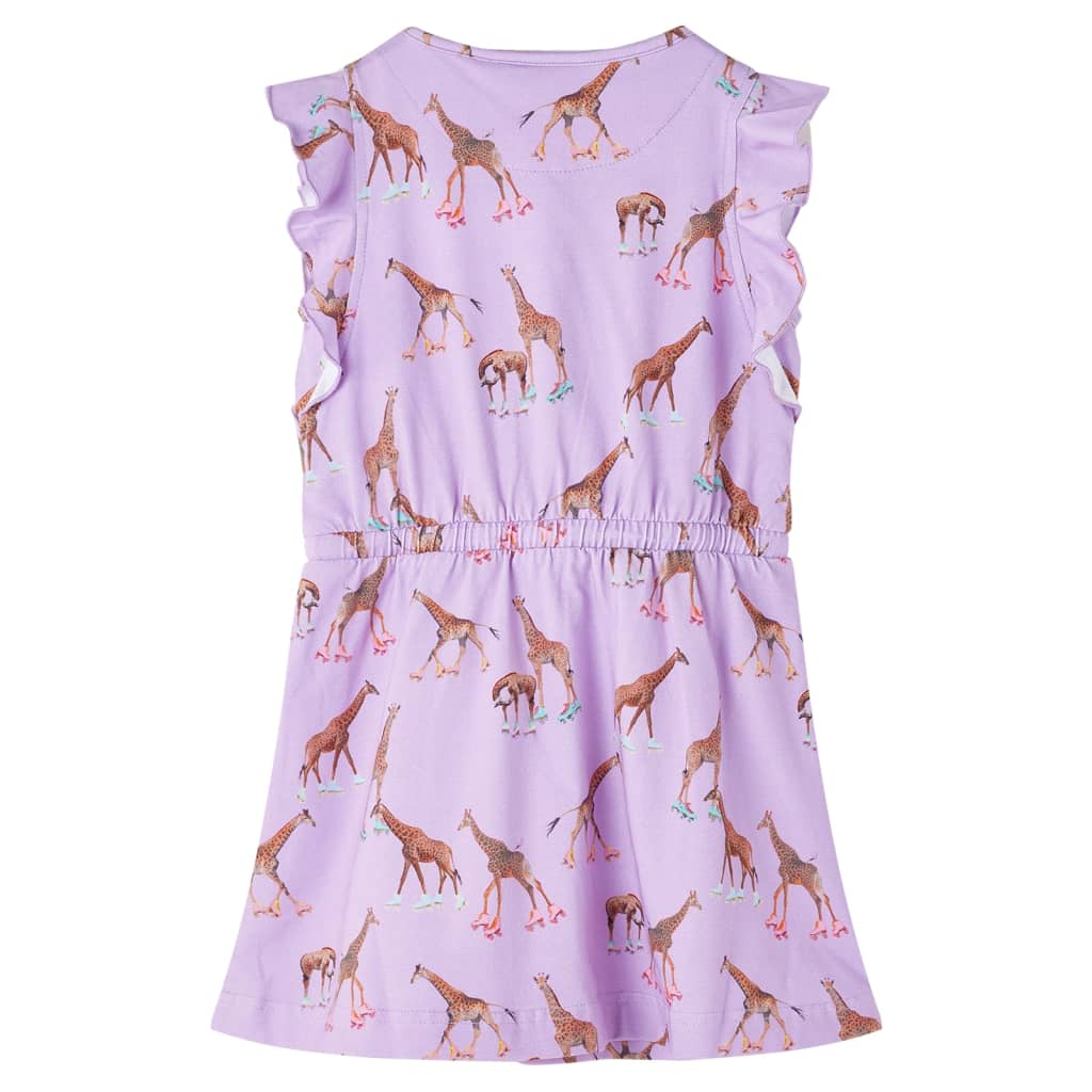 Vestido para criança mangas com folhos e cordão lilás 128