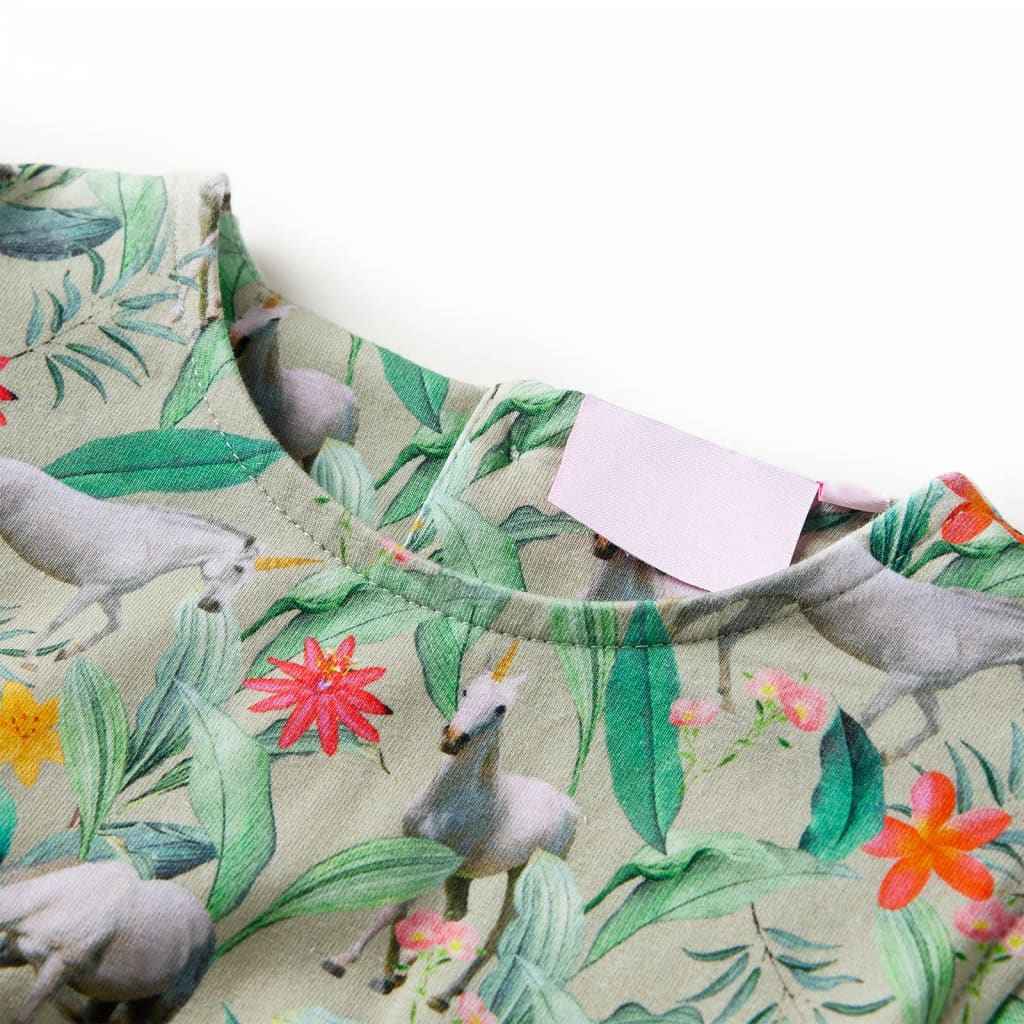 Vestido de criança com manga sino caqui-claro 92