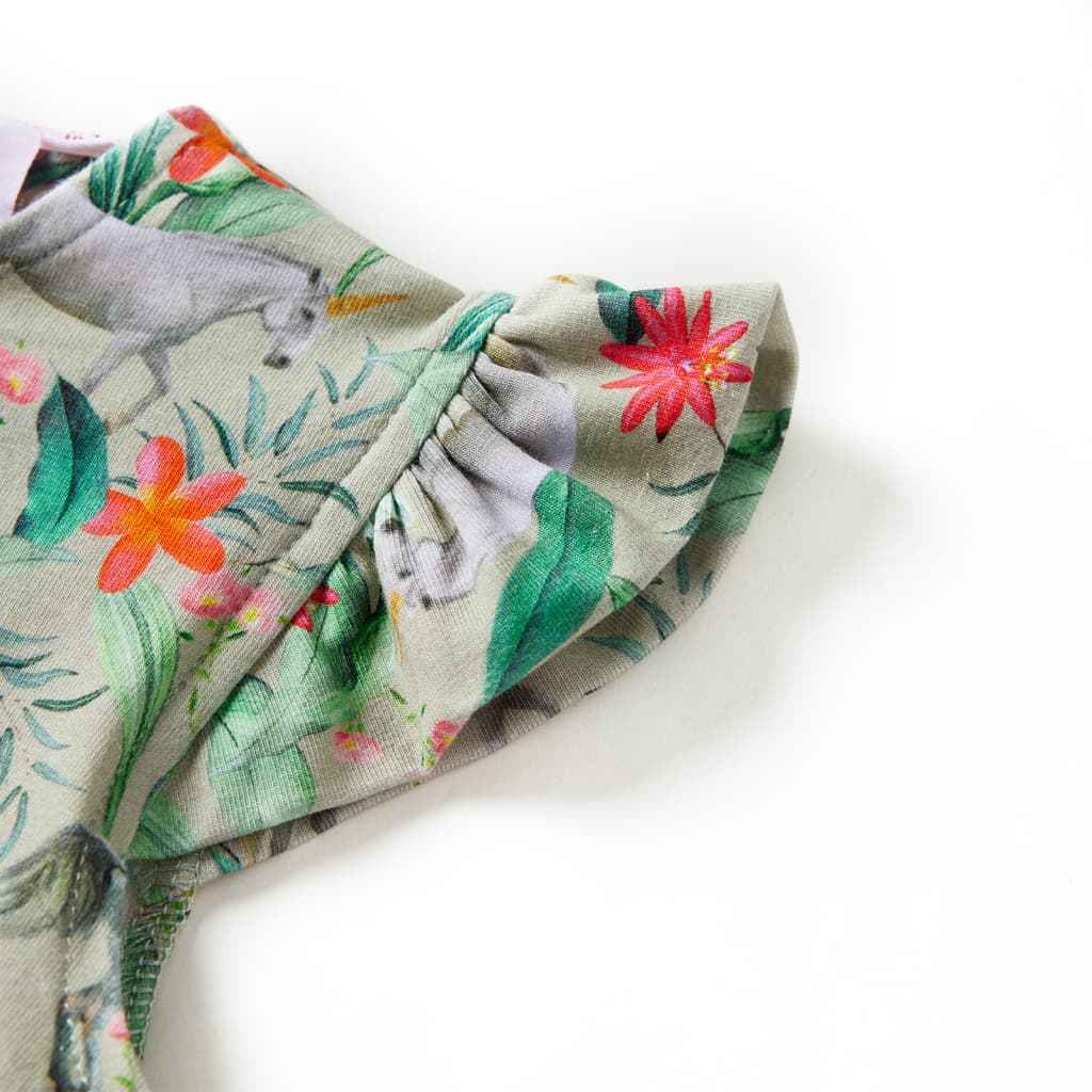 Vestido de criança com manga sino caqui-claro 92