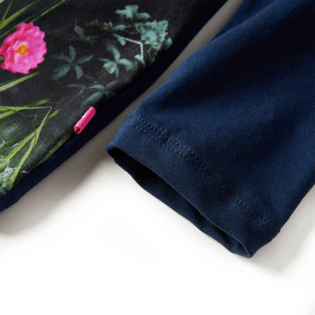 Vestido de manga comprida para criança azul-marinho 92