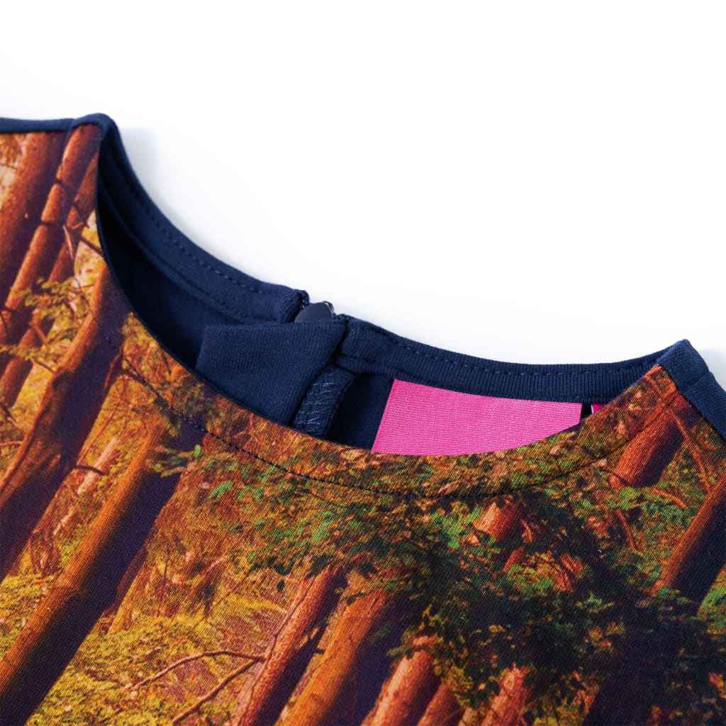 Vestido de manga comprida para criança azul-marinho 92