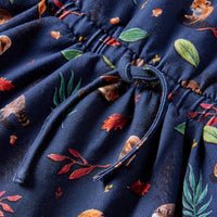 Vestido de manga comprida para criança azul-marinho 92