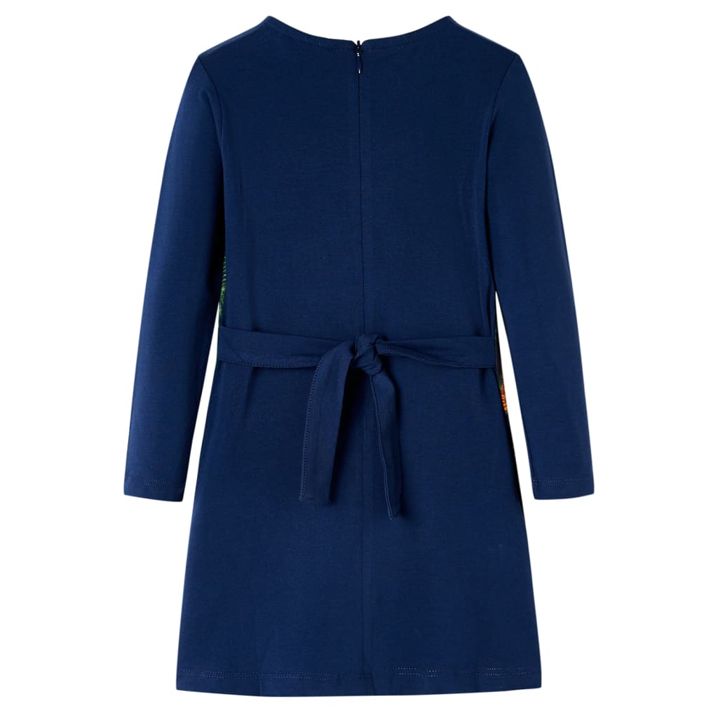 Vestido de manga comprida para criança azul-marinho 104
