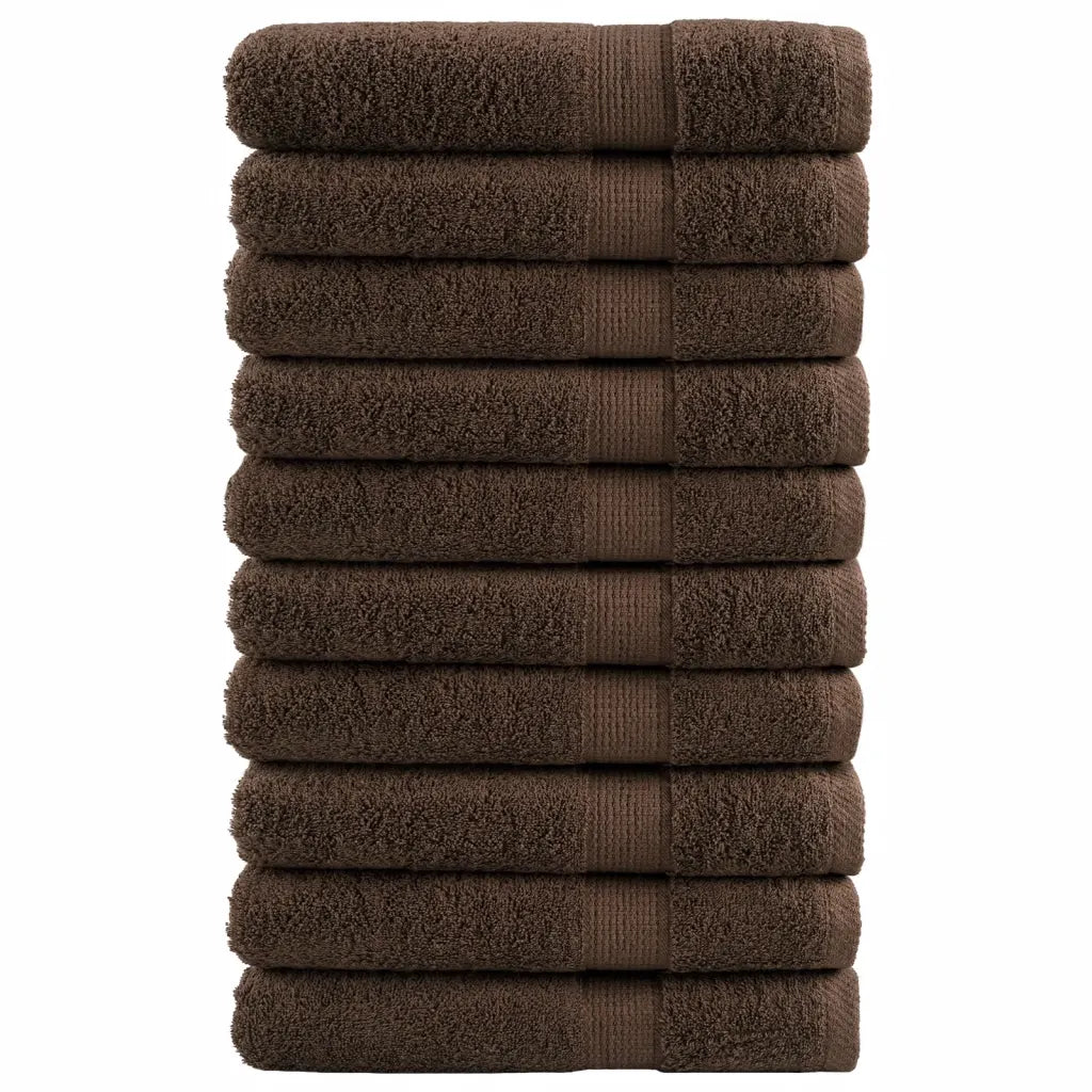 Toalhas premium SOLUND 10 pcs 100x200 cm 600 gsm castanho