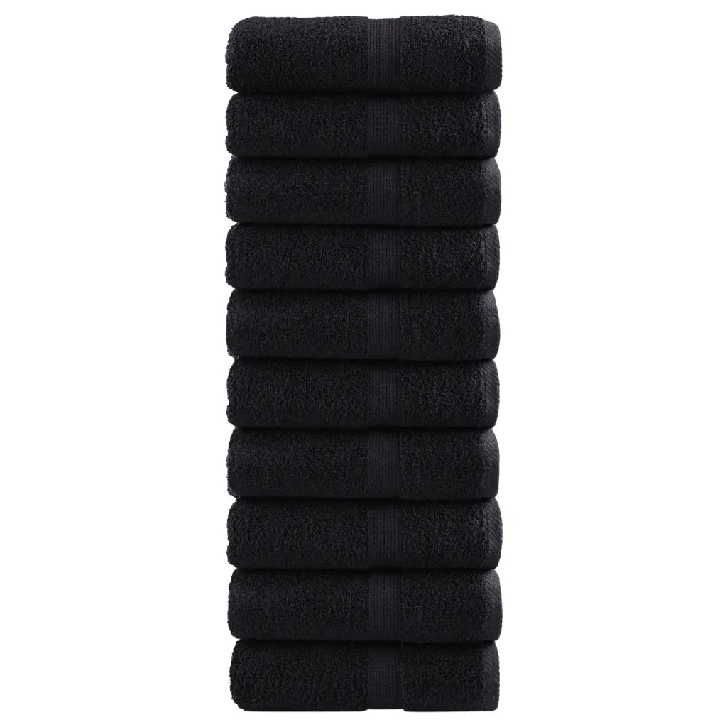 Toalhas de rosto premium SOLUND 10 unidades, pretas, 30x30 cm, 600 g/m²