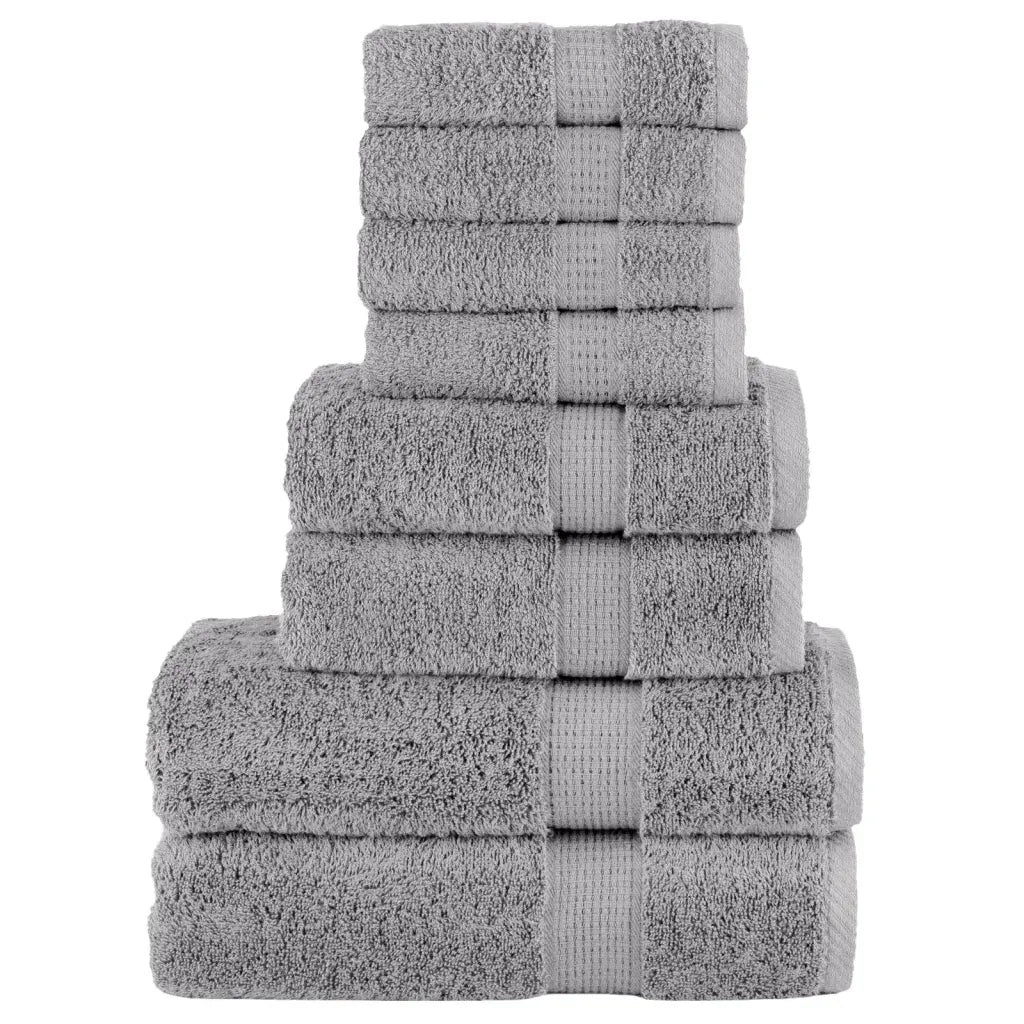 8pcs Conjunto toalhas banho premium SOLUND 600 gsm cinza