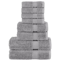 8pcs Conjunto toalhas banho premium SOLUND 600 gsm cinza
