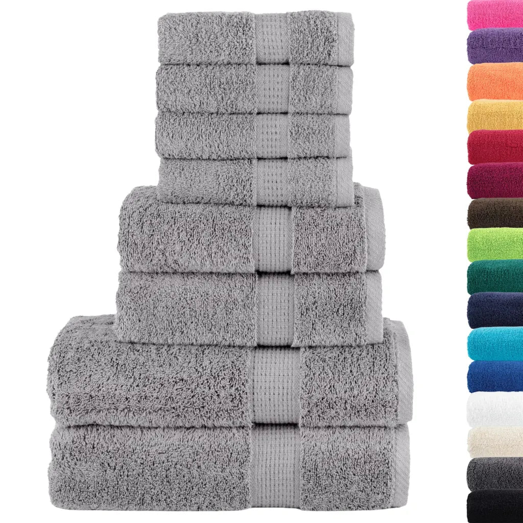 8pcs Conjunto toalhas banho premium SOLUND 600 gsm cinza