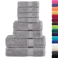 8pcs Conjunto toalhas banho premium SOLUND 600 gsm cinza