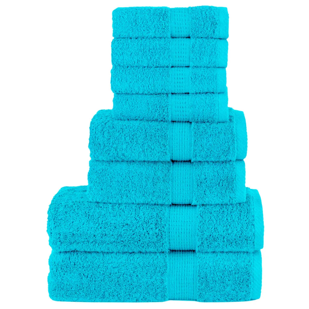 8pcs Conjunto toalhas banho premium SOLUND 600 gsm turquesa