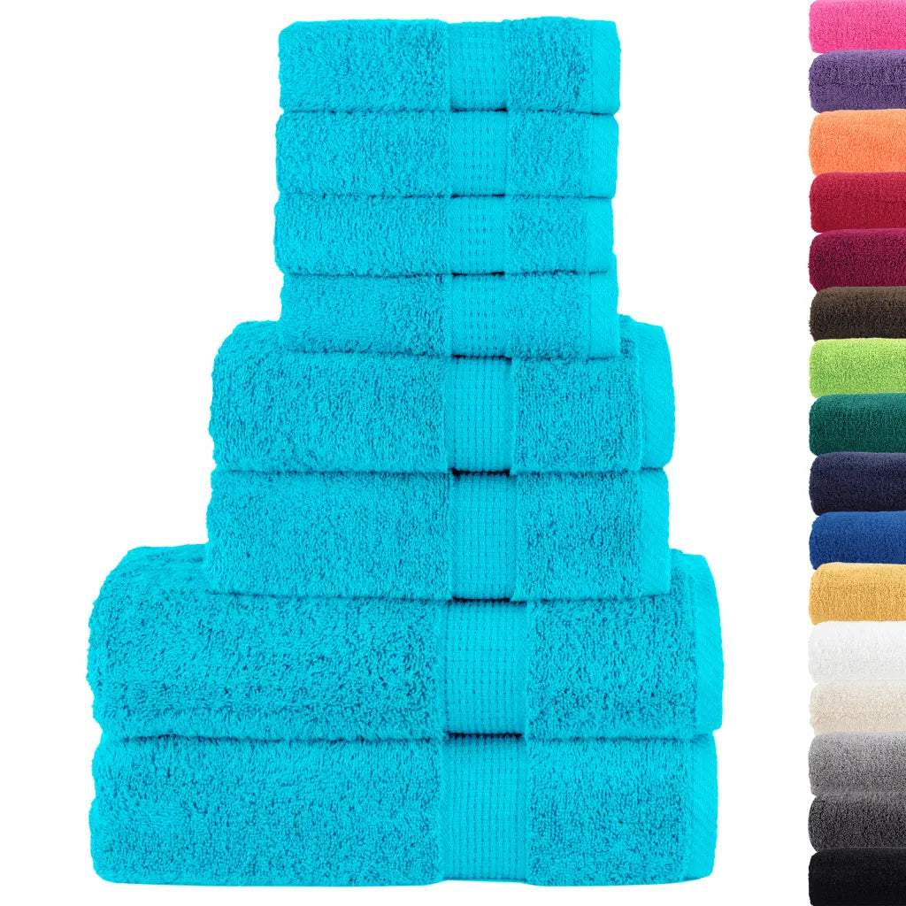 8pcs Conjunto toalhas banho premium SOLUND 600 gsm turquesa