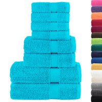 8pcs Conjunto toalhas banho premium SOLUND 600 gsm turquesa