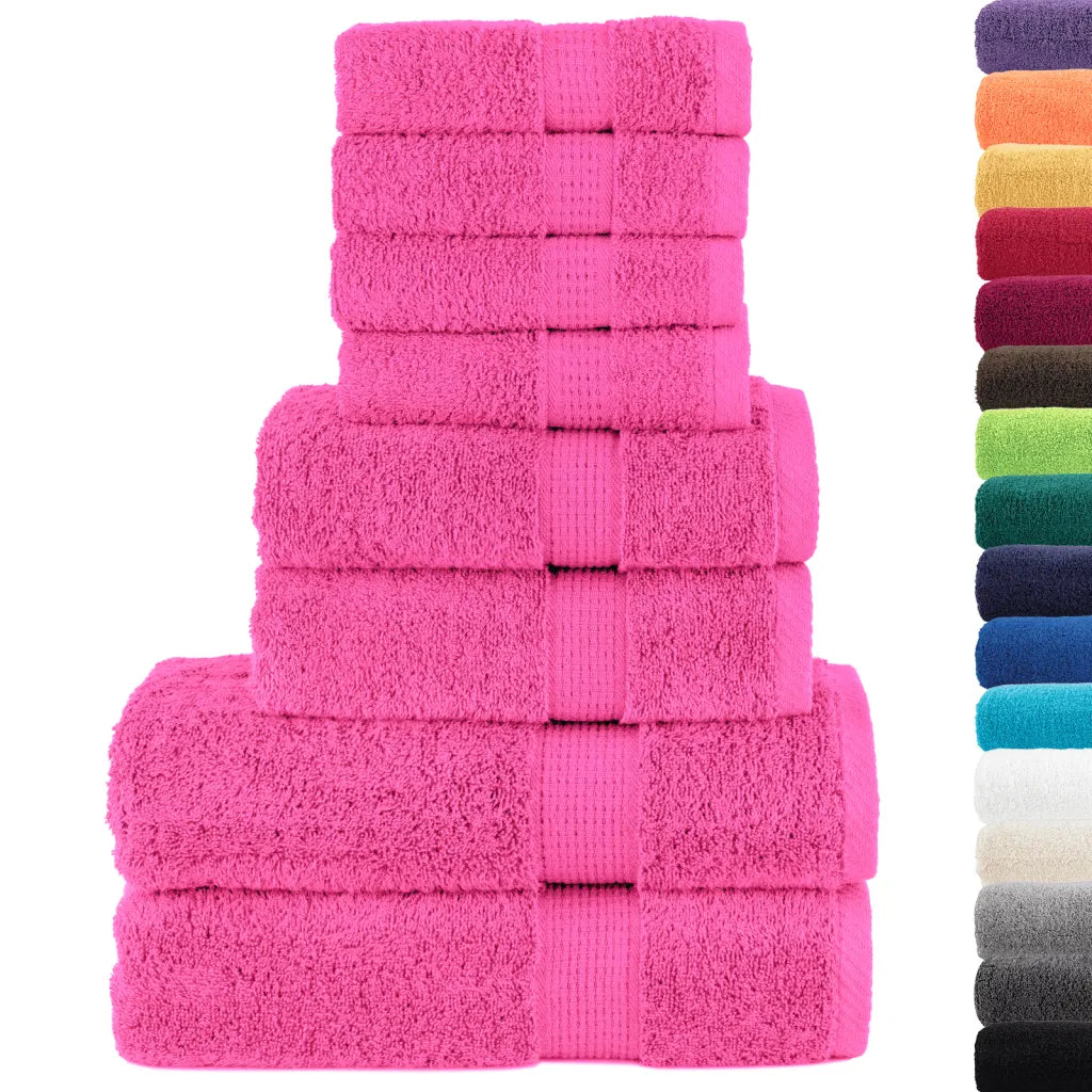 8pcs Conjunto toalhas banho premium SOLUND 600 gsm rosa